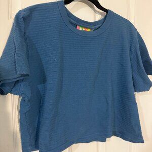Big Bud Press Textured Boxy Cropped Tee in Blue